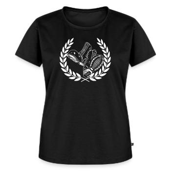 Skinhead - Punk - Oi ! - Frauen Premium Bio T-Shirt - Schwarz - Vorne - Selfina (174cm)