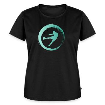Sporty Hobby Leidenschaft Fussball - Frauen Premium Bio T-Shirt - Schwarz - Vorne - Selfina (174cm)