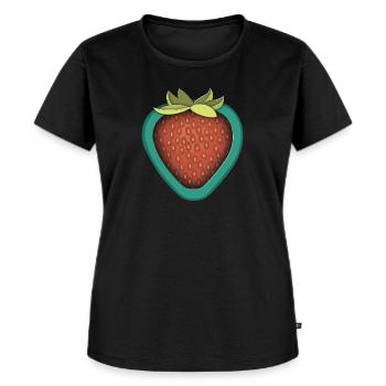 Illusion de découpe de fraise - T-shirt Premium bio Femme - noir - Devant - Selfina (174cm)