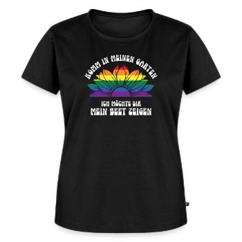 Bunter Garten Blumenbeet Gärtner Gartenliebhaber - Frauen Premium Bio T-Shirt - Schwarz - Vorne - Selfina (174cm)