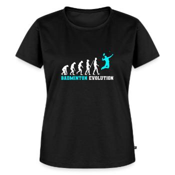 Badminton Evolution - Frauen Premium Bio T-Shirt - Schwarz - Vorne - Selfina (174cm)