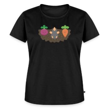 Gemüse und Maulwurf 2 - Frauen Premium Bio T-Shirt - Schwarz - Vorne - Selfina (174cm)