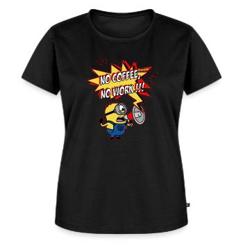 Minions With Megaphone No Coffee No Work!!! - Women's Premium Organic T-shirt - black - Front - Selfina (174cm)