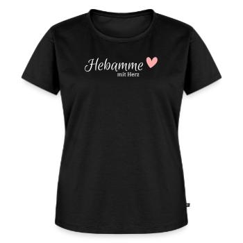 Hebamme mit Herz - Frauen Premium Bio T-Shirt - Schwarz - Vorne - Selfina (174cm)