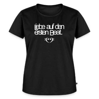 Liebe auf den ersten Beat - Musik Clubbing Spruch - Frauen Premium Bio T-Shirt - Schwarz - Vorne - Selfina (174cm)