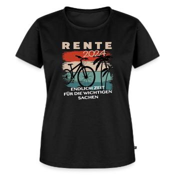 Rente 2024 - Endlich Zeit zum Fahrradfahren - Frauen Premium Bio T-Shirt - Schwarz - Vorne - Selfina (174cm)