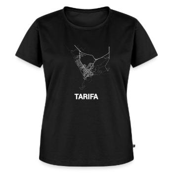 Tarifa Stadtplan und Straßen - Frauen Premium Bio T-Shirt - Schwarz - Vorne - Selfina (174cm)