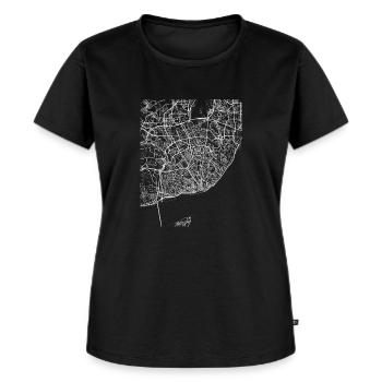 Minimaler Lissabon-Mittelstadtplan und -straßen - Frauen Premium Bio T-Shirt - Schwarz - Vorne - Selfina (174cm)