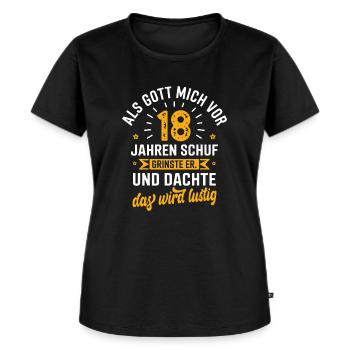 18. Geburtstag als Gott mich vor 18 Jahren schuf - Frauen Premium Bio T-Shirt - Schwarz - Vorne - Selfina (174cm)