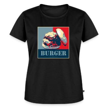 Das ultimative Burgermotiv! - Frauen Premium Bio T-Shirt - Schwarz - Vorne - Selfina (174cm)