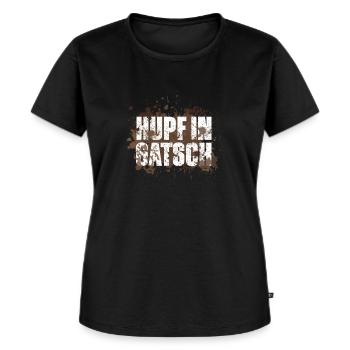 Hupf in Gatsch Hindernislauf Gruppenoutfit - Frauen Premium Bio T-Shirt - Schwarz - Vorne - Selfina (174cm)