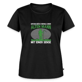 Unterschätze Niemals Einen Alten Mann Mit Einer - Frauen Premium Bio T-Shirt - Schwarz - Vorne - Selfina (174cm)