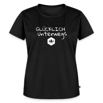 Glücklich unterwegs - Frauen Premium Bio T-Shirt - Schwarz - Vorne - Selfina (174cm)