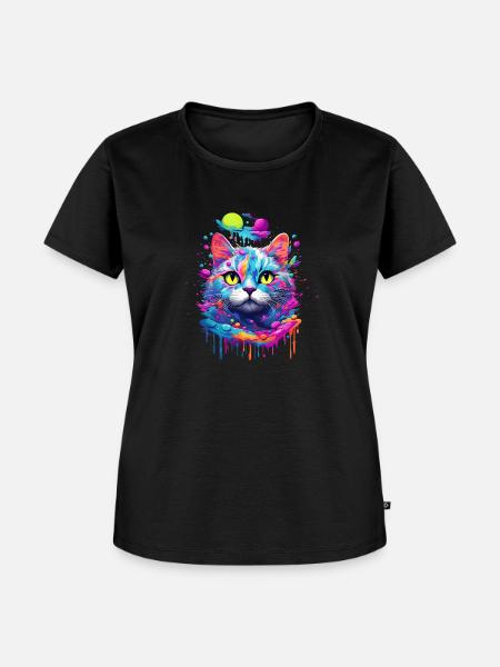 Pop-Art Katze - Frauen Premium Bio T-Shirt - Schwarz