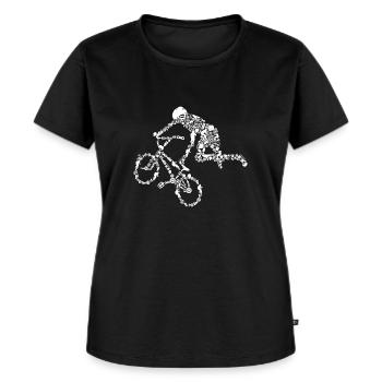 BMX Stunt Dirt Bike Freestyle Fahrer - Frauen Premium Bio T-Shirt - Schwarz - Vorne - Selfina (174cm)