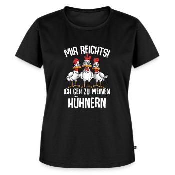 Mir reichts ich geh zu meinen Hühnern - Frauen Premium Bio T-Shirt - Schwarz - Vorne - Selfina (174cm)