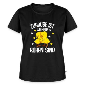 Zuhause ist wo meine Küken sind Landwirtin - Frauen Premium Bio T-Shirt - Schwarz - Vorne - Selfina (174cm)