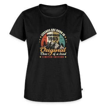 Legends wurden im November 1965 geboren, das Original 1965 - Frauen Premium Bio T-Shirt - Schwarz - Vorne - Selfina (174cm)