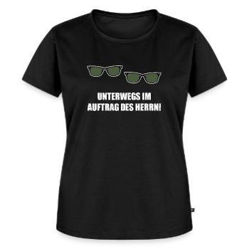 Unterwegs im Auftrage des Herrn - Frauen Premium Bio T-Shirt - Schwarz - Vorne - Selfina (174cm)