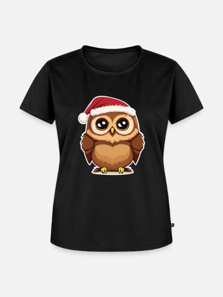Weihnachtseule - Frauen Premium Bio T-Shirt - Schwarz