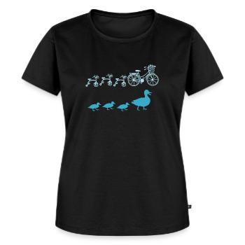Radfahrerin Fahrrad Familie Mama Radeln - Frauen Premium Bio T-Shirt - Schwarz - Vorne - Selfina (174cm)