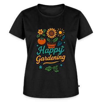 Buntes Happy Gardening Design - Frauen Premium Bio T-Shirt - Schwarz - Vorne - Selfina (174cm)