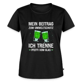 Pfeffi Umwelt Pfefferminz Likör Saufen JGA - Frauen Premium Bio T-Shirt - Schwarz - Vorne - Selfina (174cm)
