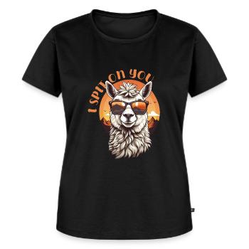 Ich spucke Auf Dich Cooles Lustiges Lama - Frauen Premium Bio T-Shirt - Schwarz - Vorne - Selfina (174cm)