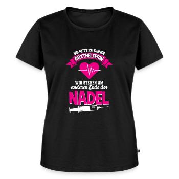 MFA und Arzthelferin Spruch Geschenk - Frauen Premium Bio T-Shirt - Schwarz - Vorne - Selfina (174cm)