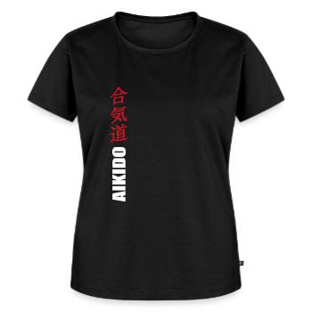 Aikido - Frauen Premium Bio T-Shirt - Schwarz - Vorne - Selfina (174cm)