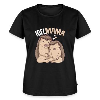 Igel Mama Damen - Frauen Premium Bio T-Shirt - Schwarz - Vorne - Selfina (174cm)