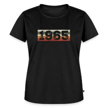Jahrgang 1965 Retro 1965 Geburtstagsgeschenk - Frauen Premium Bio T-Shirt - Schwarz - Vorne - Selfina (174cm)