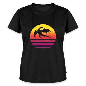 Drache Retro Style Vintage - Frauen Premium Bio T-Shirt - Schwarz - Vorne - Selfina (174cm)