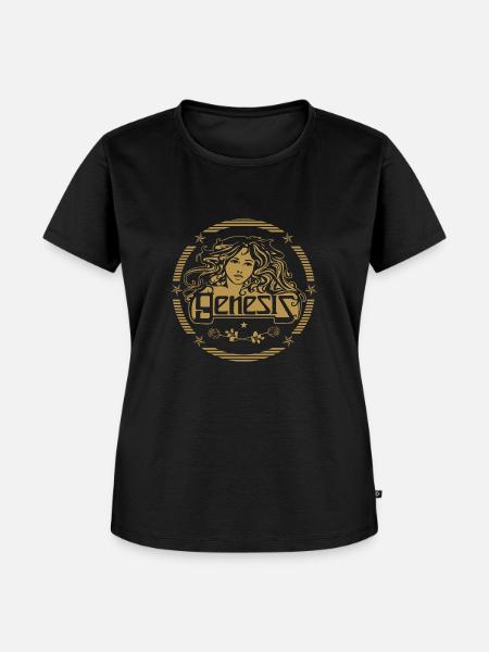 Genesis Goldenes Logo Kreis - Frauen Premium Bio T-Shirt - Schwarz