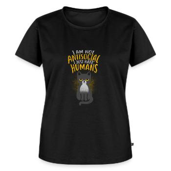 I hate people / cat / gift - Women's Premium Organic T-shirt - black - Front - Selfina (174cm)