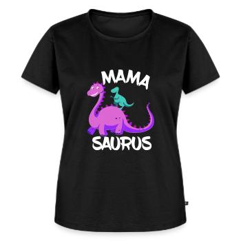 Mama Saurus lustiges Design für alle Mütter - Frauen Premium Bio T-Shirt - Schwarz - Vorne - Selfina (174cm)