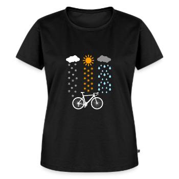 Fahrrad bei jedem Wetter / Geschenk - Frauen Premium Bio T-Shirt - Schwarz - Vorne - Selfina (174cm)