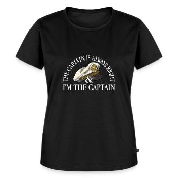 Der Kapitän hat immer Recht | Ich bin der Kapitän - Frauen Premium Bio T-Shirt - Schwarz - Vorne - Selfina (174cm)