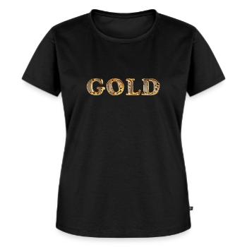 GOLD glänzende goldene flüssige Tropfen - Frauen Premium Bio T-Shirt - Schwarz - Vorne - Selfina (174cm)