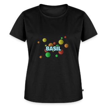 Geschenk für Basil - Frauen Premium Bio T-Shirt - Schwarz - Vorne - Selfina (174cm)