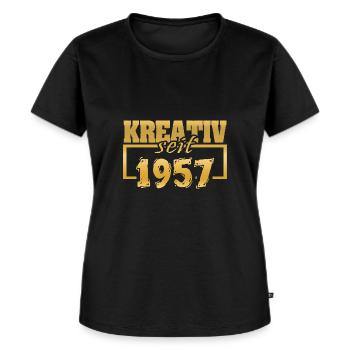 1957 - Frauen Premium Bio T-Shirt - Schwarz - Vorne - Selfina (174cm)