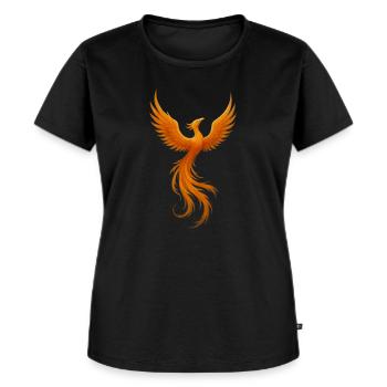 Phönixfeuer Flügelkraft - Frauen Premium Bio T-Shirt - Schwarz - Vorne - Selfina (174cm)