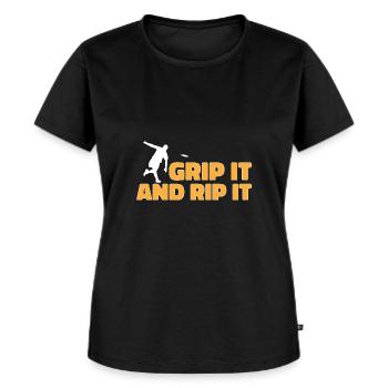 Discgolf Disc Golf Frisbee - Frauen Premium Bio T-Shirt - Schwarz - Vorne - Selfina (174cm)