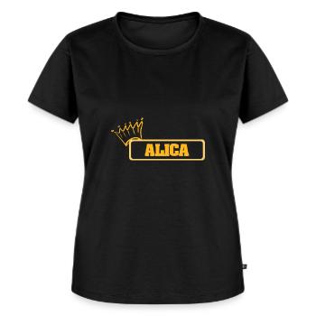 Nom : Alica - T-shirt Premium bio Femme - noir - Devant - Selfina (174cm)