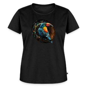 Toucan in Space retro style - Women's Premium Organic T-shirt - black - Front - Selfina (174cm)