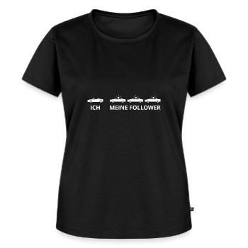 Ich Meine Follower Rennwagen Sportwagen Verfolgung - Frauen Premium Bio T-Shirt - Schwarz - Vorne - Selfina (174cm)