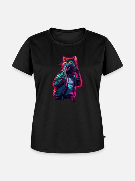 Singende Katze - Frauen Premium Bio T-Shirt - Schwarz