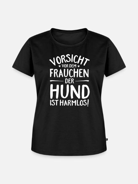 vorsicht vor dem Frauchen - Frauen Premium Bio T-Shirt - Schwarz