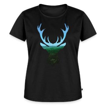 Schwarzwald Hirsch - Frauen Premium Bio T-Shirt - Schwarz - Vorne - Selfina (174cm)