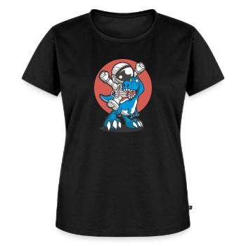 Un astronaute monte sur un cadeau Dino - T-shirt Premium bio Femme - noir - Devant - Selfina (174cm)